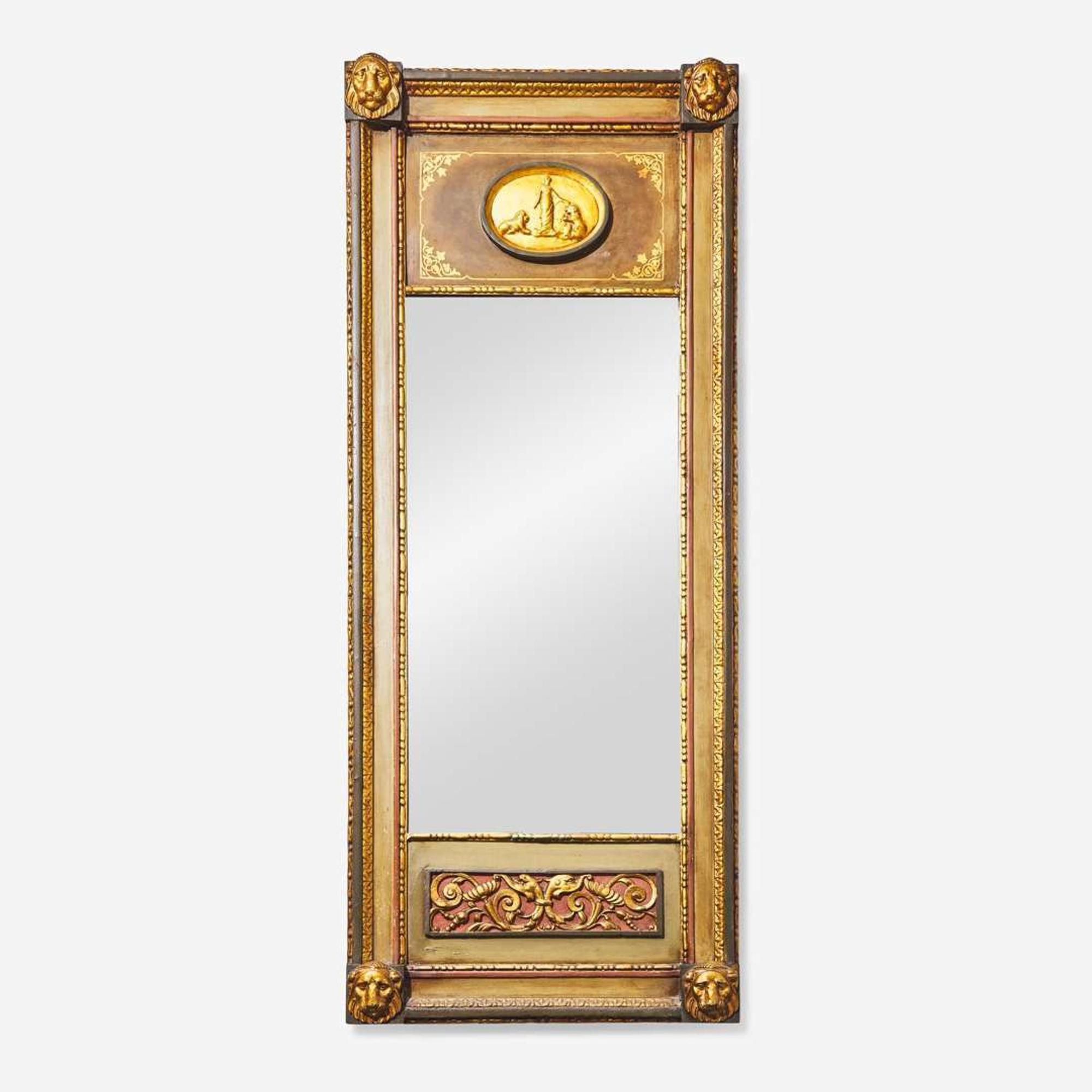 A Neoclassical painted and parcel-gilt wood and gesso pier glass Northern European, early 19th century and later