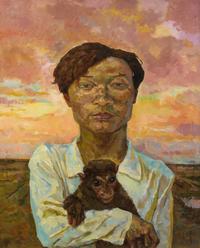 Luo Qing, (Chinese, b. 1970), Man Carrying a Monkey, 2001