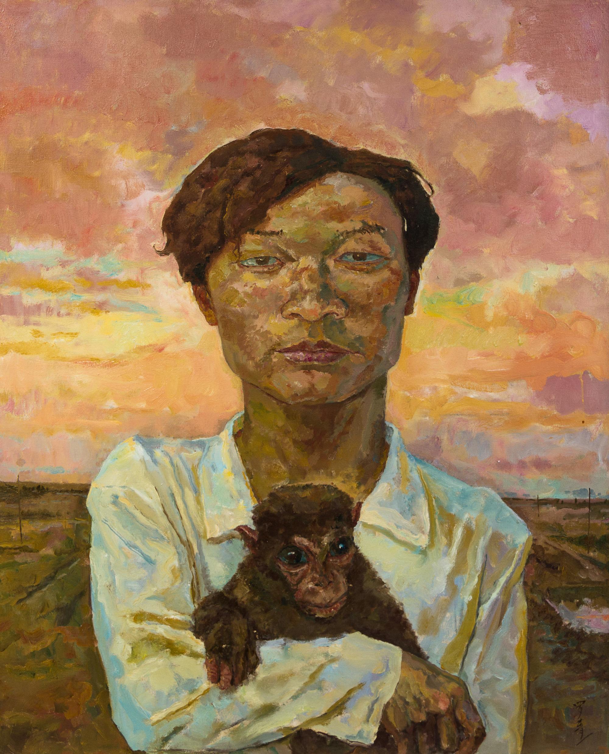 Luo Qing, (Chinese, b. 1970), Man Carrying a Monkey, 2001