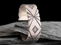 Navajo Chiseled and Stamped Silver Cuff Bracelet