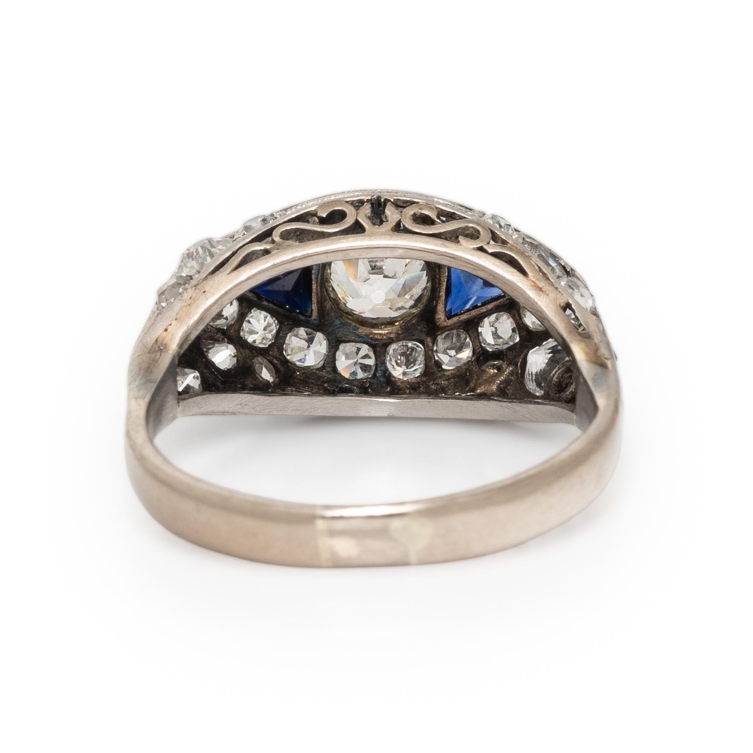 Art Deco, Diamond and Synthetic Sapphire Ring