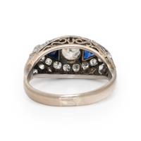Art Deco, Diamond and Synthetic Sapphire Ring