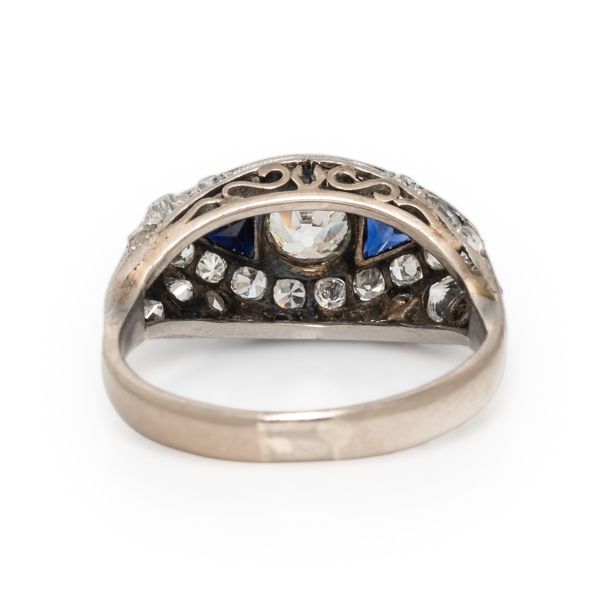 Art Deco, Diamond and Synthetic Sapphire Ring