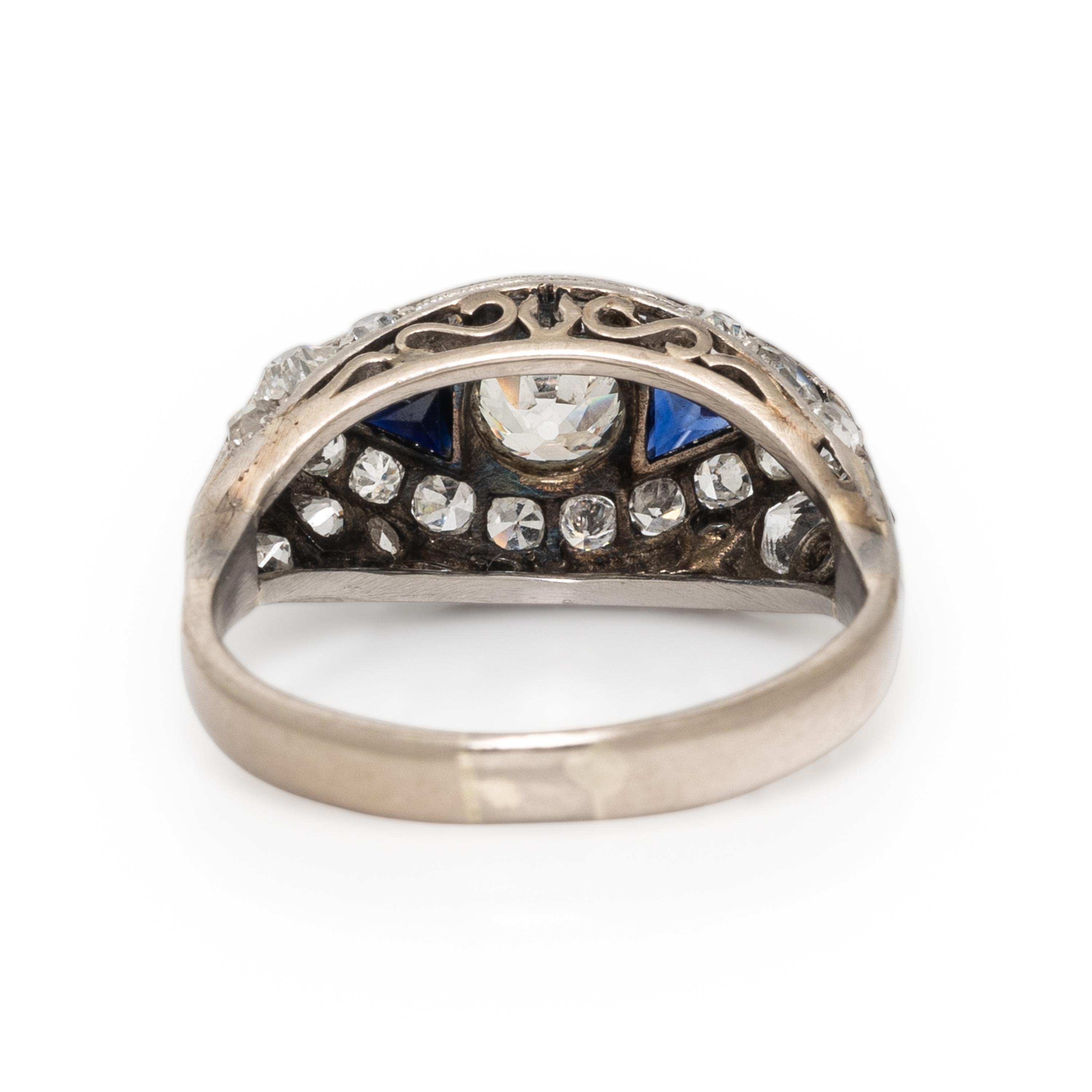 Art Deco, Diamond and Synthetic Sapphire Ring