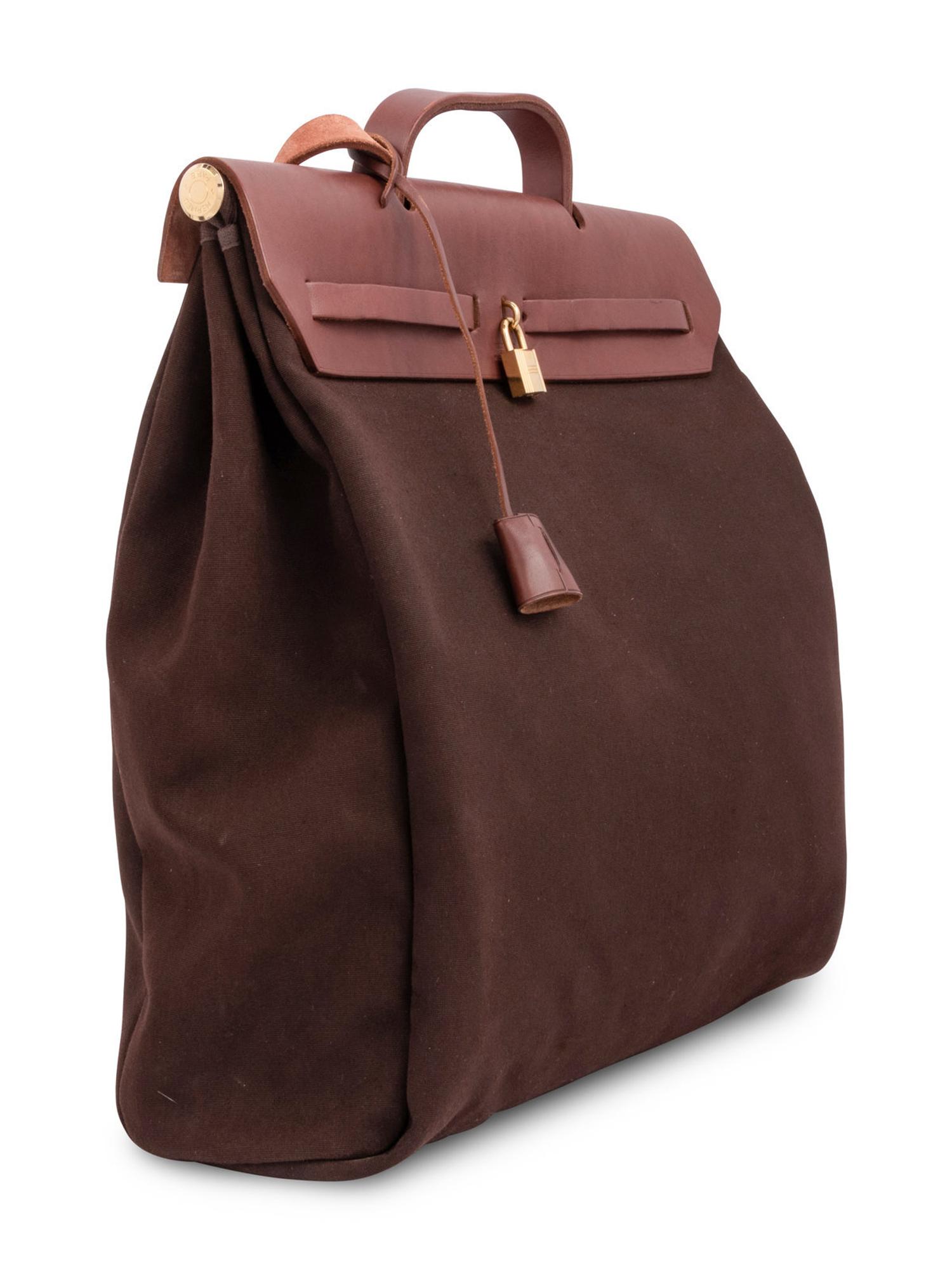 HERMÈS, CANVAS AND LEATHER HERBAG