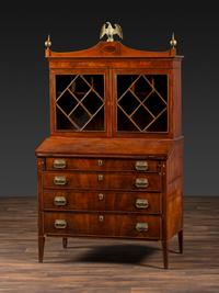 A Federal Inlaid Mahogany Secretary Bookcase