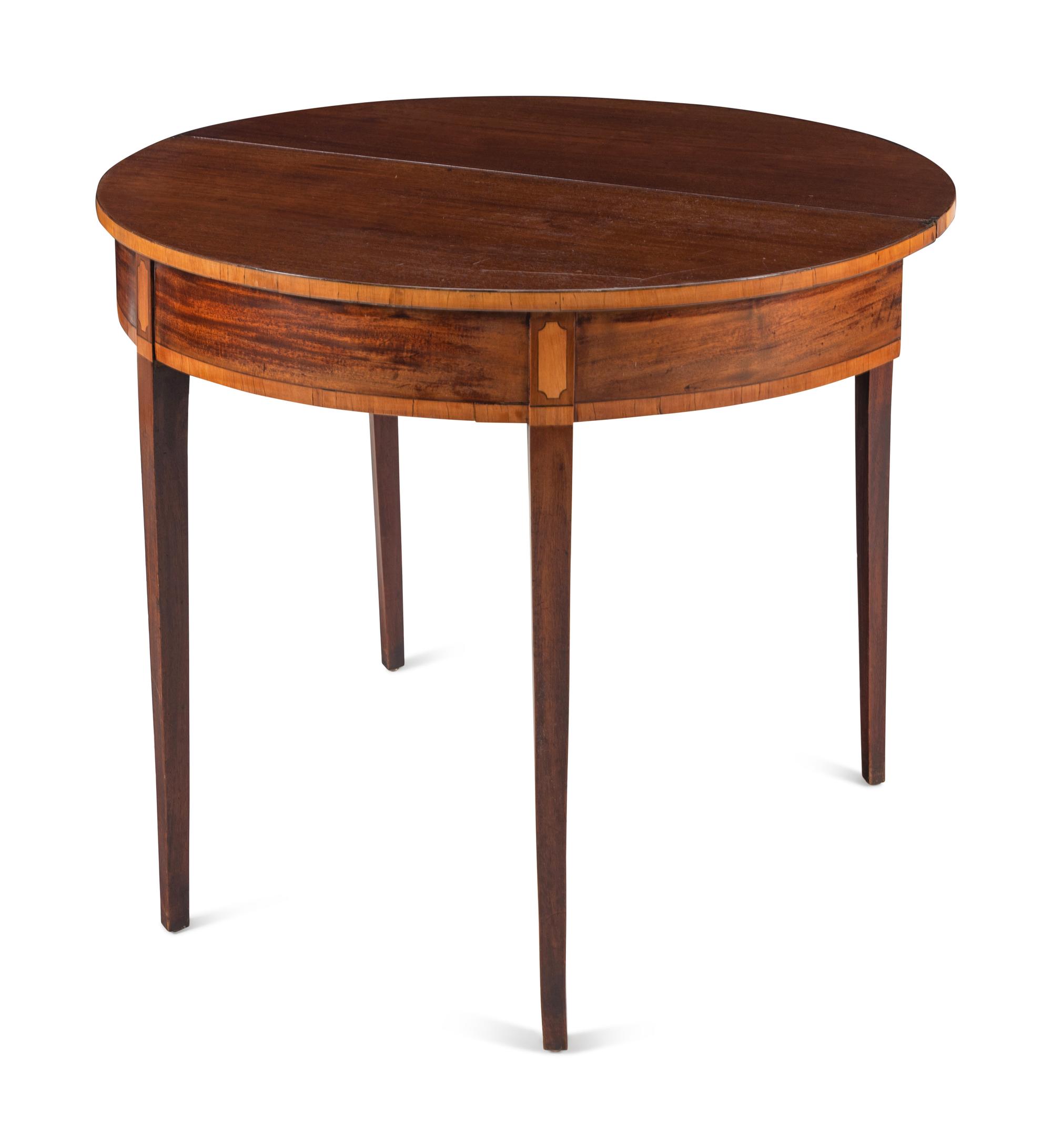 A George III Satinwood-Banded Mahogany Flip-Top Table