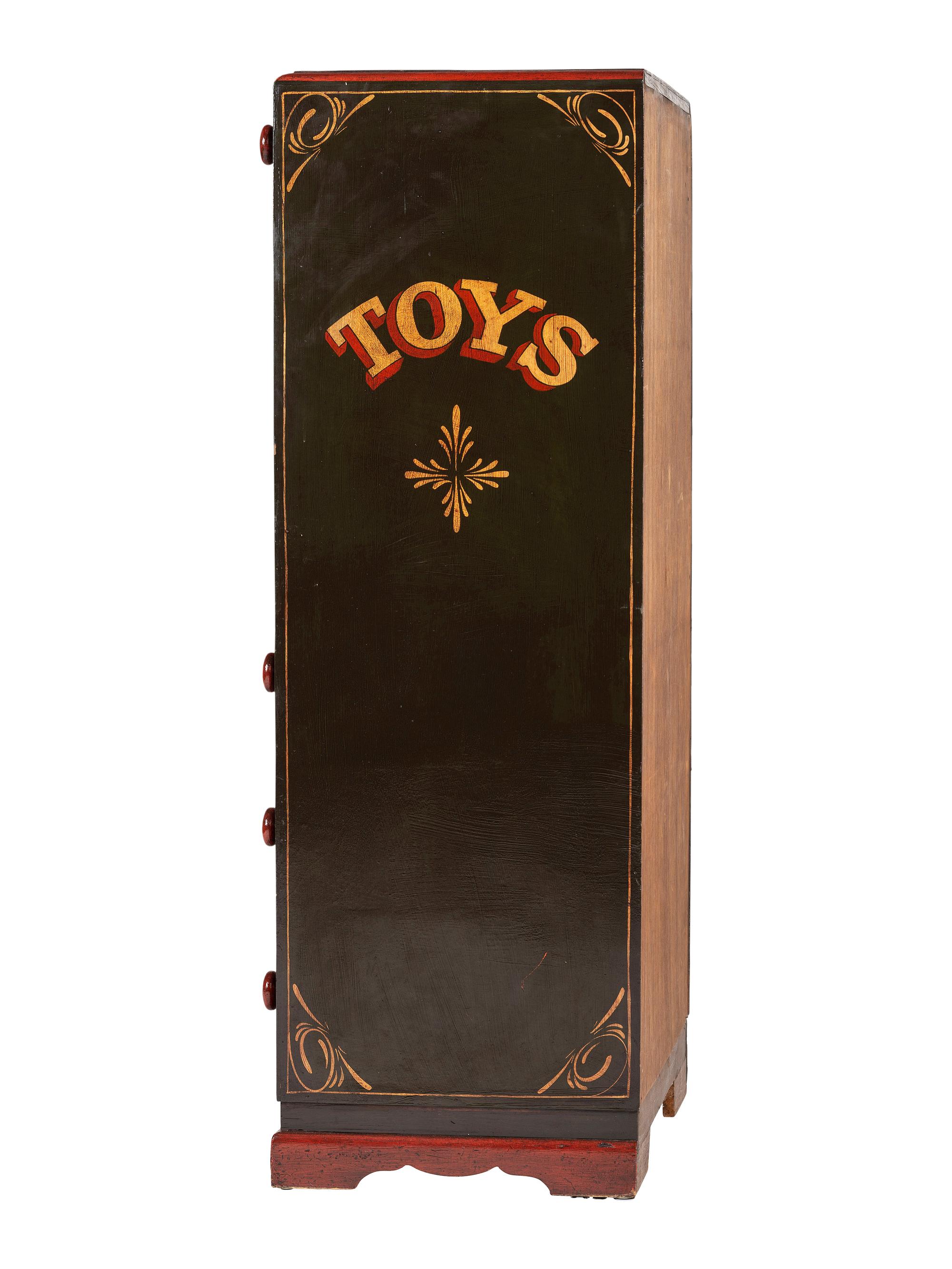 A Paint Decorated Pine Toy Cupboard
