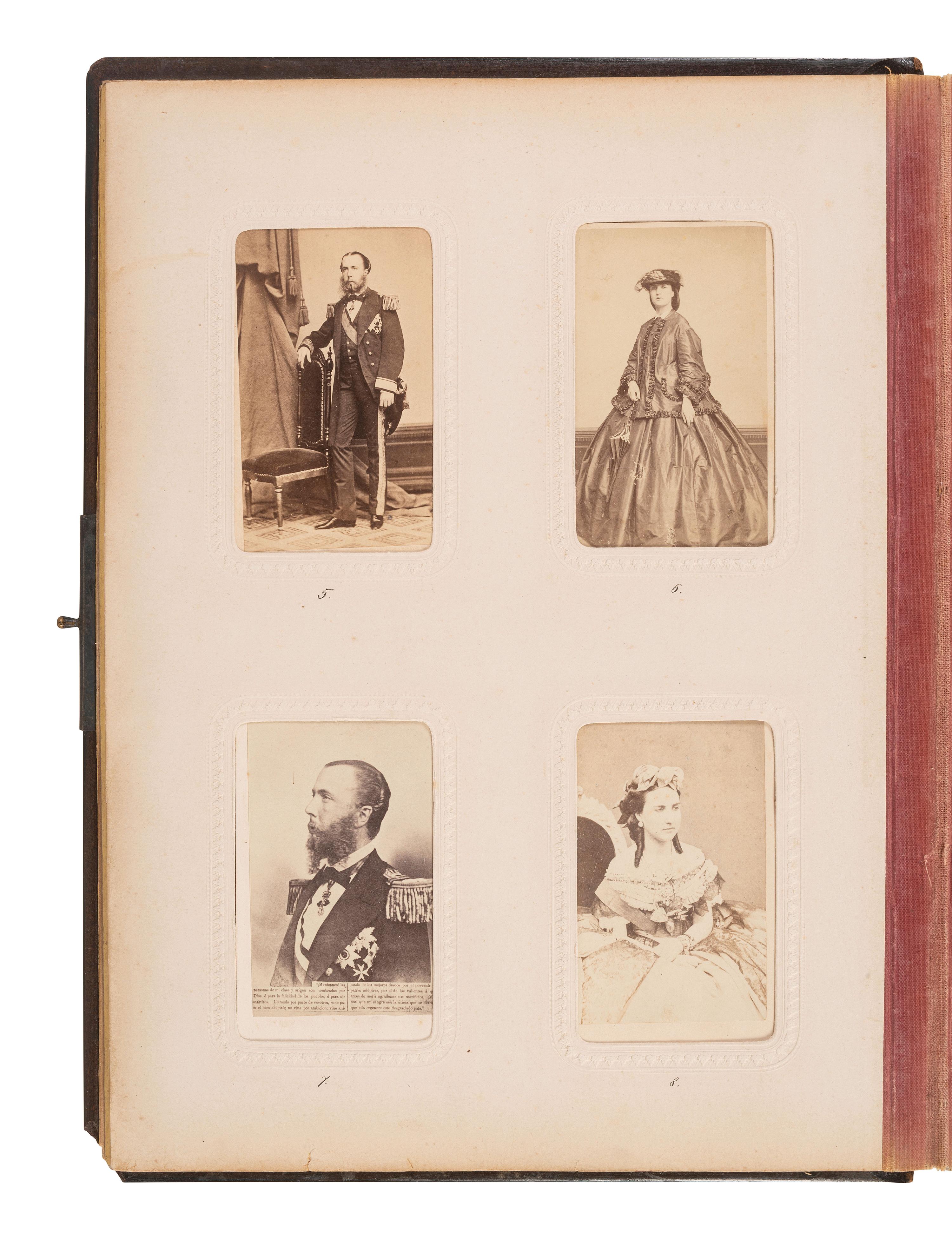 [Mexico - Early Photography]. Second Mexican Empire, CDV album documenting the reign of Maximilian I of Mexico, ca 1864-1867.