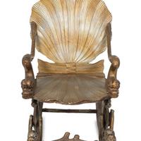 A Venetian Painted and Parcel Gilt Grotto Rocking Chair — LATE 19TH CENTURY