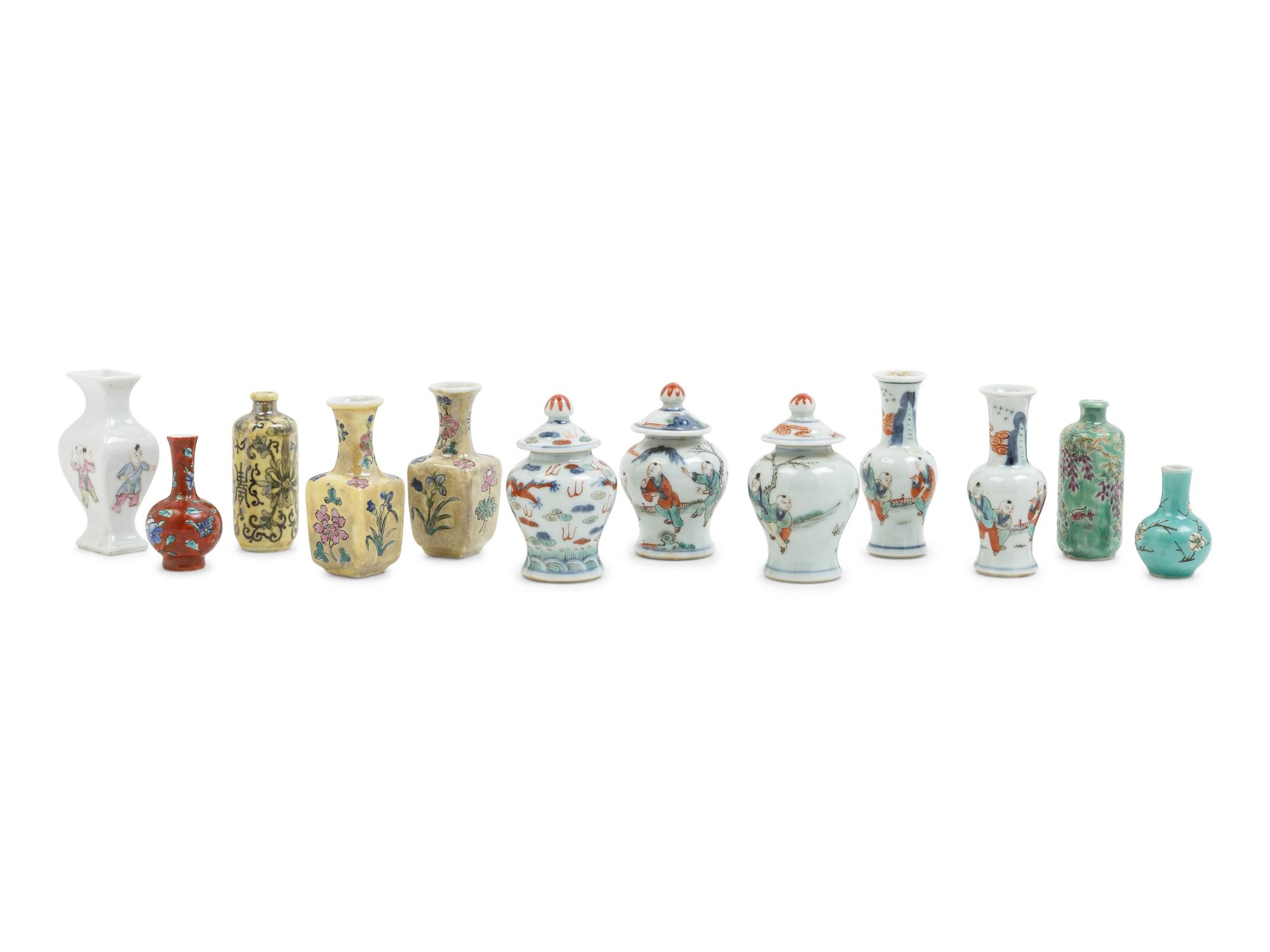 12 Chinese Miniature Porcelain Vases