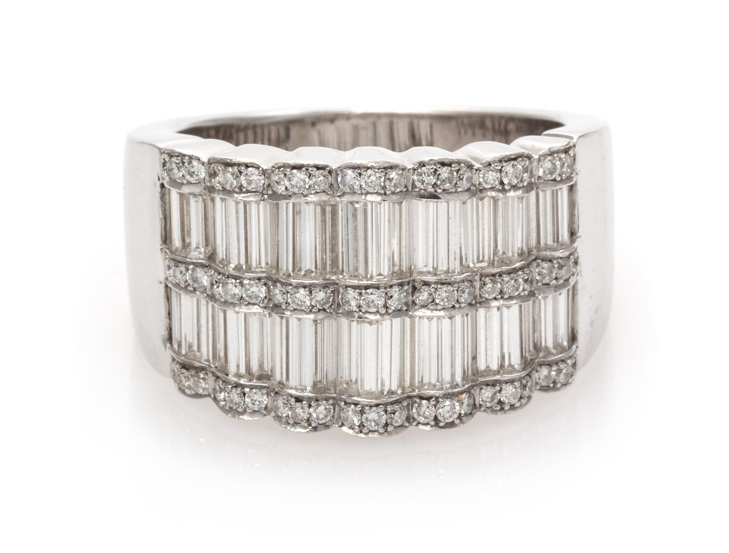 An 18 Karat White Gold and Diamond Ring, 8.60 dwts.