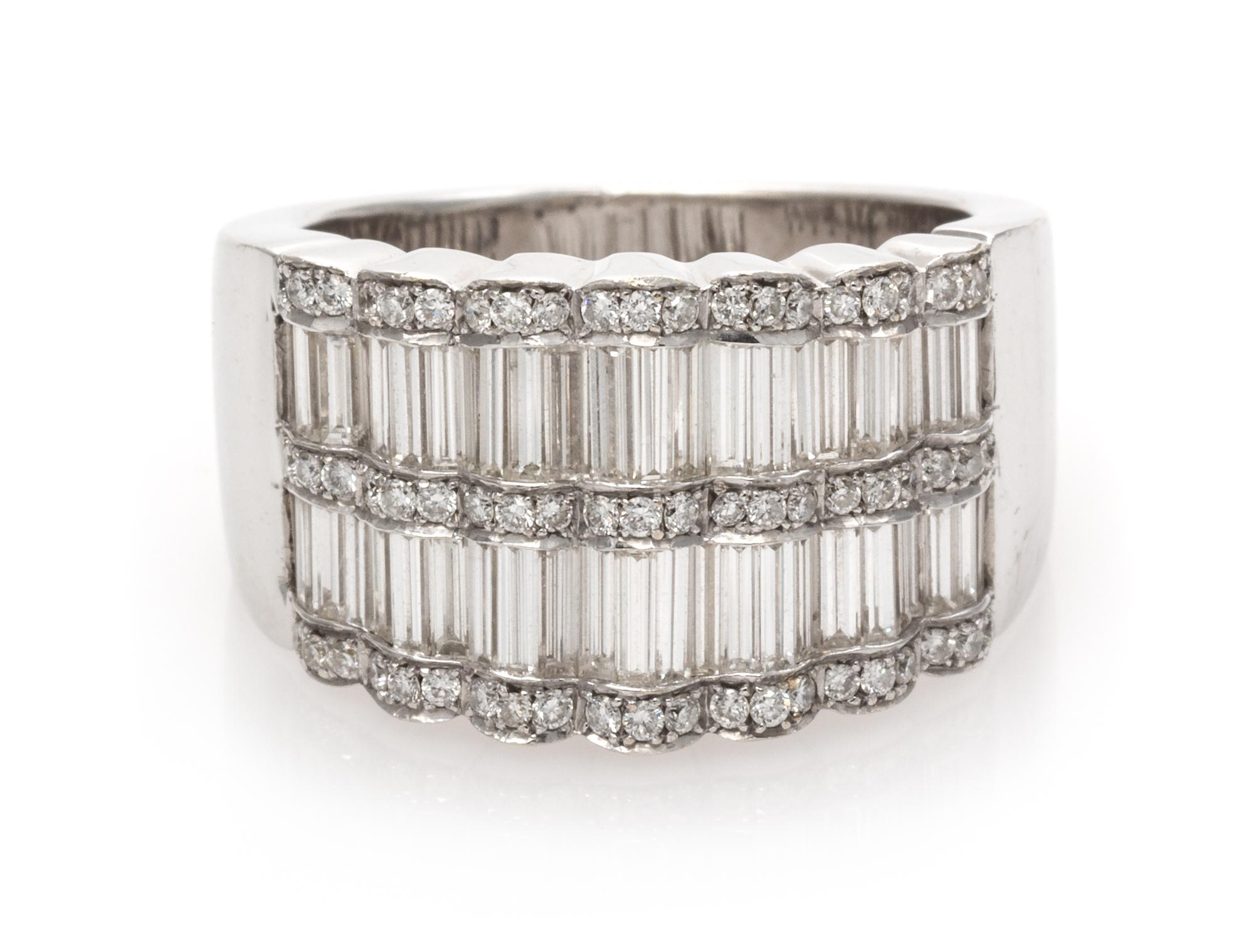 An 18 Karat White Gold and Diamond Ring, 8.60 dwts.