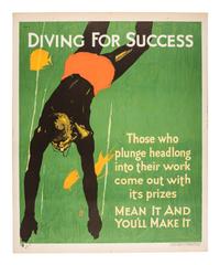 [POSTERS]. ELMES, Willard Frederic, artist. Diving for Success . Chicago: Mather & Co., 1929.