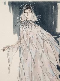 Edith Head Costume Illustration for Elizabeth Taylor in Blue Bird , c1976