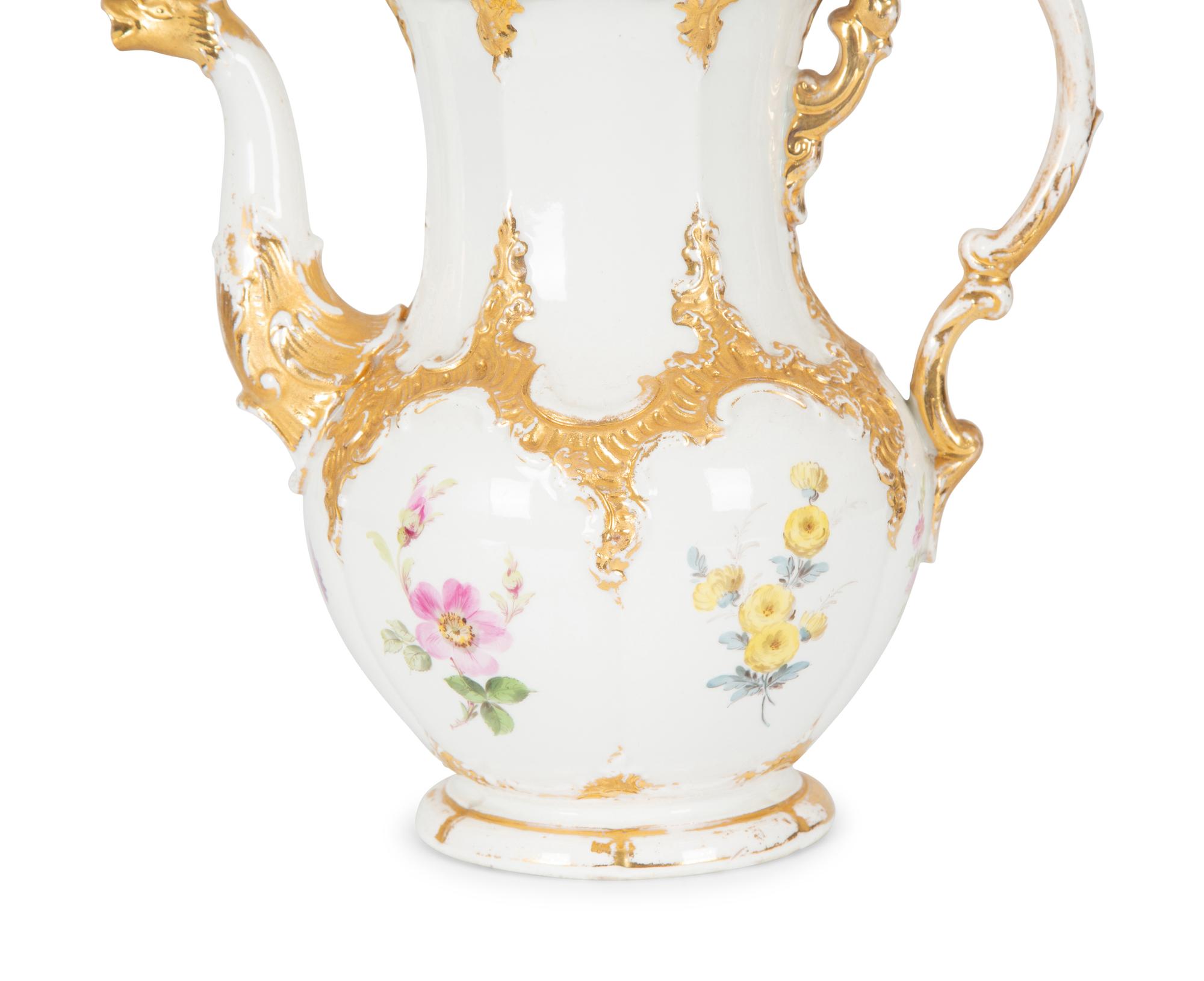 A Meissen Porcelain Coffee Pot with Floral Decoration and Figural Spout — 19TH CENTURY