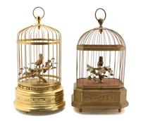 A German Singing Bird Cage Automaton, Height of first 10 1/2 inches.