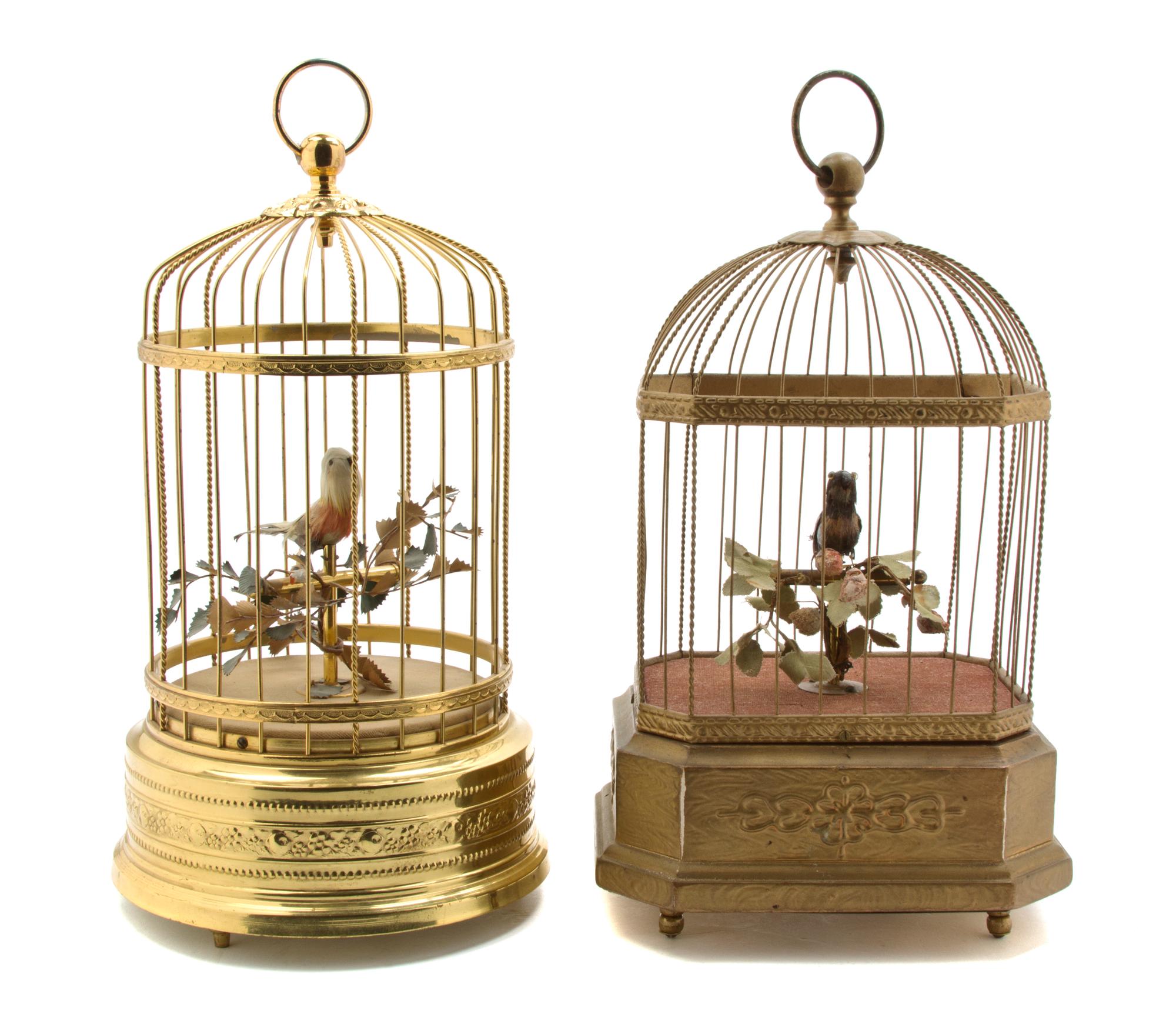 A German Singing Bird Cage Automaton, Height of first 10 1/2 inches.
