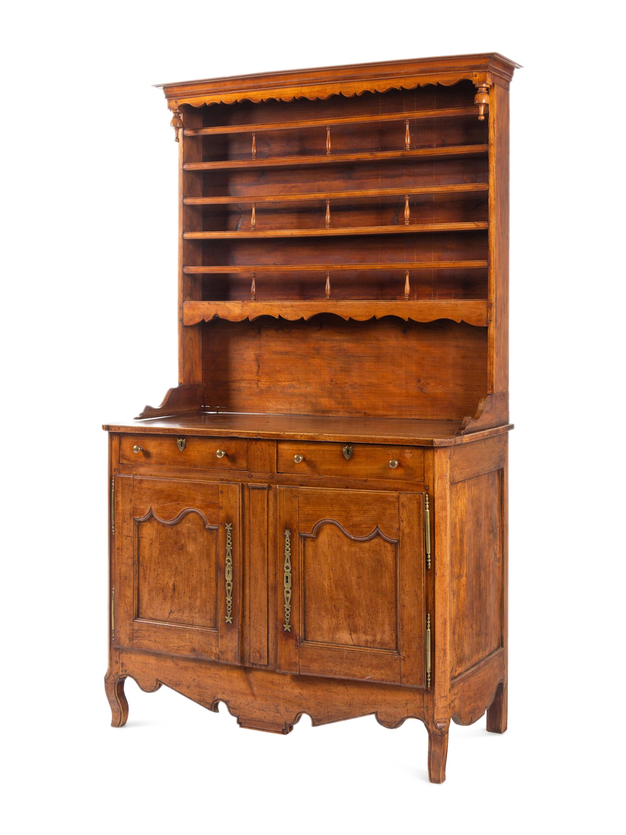 A French Provincial Walnut Buffet Deux Corps
