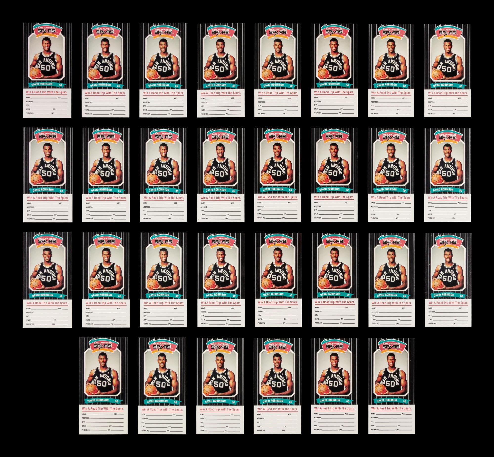A Collection of 30 1988 David Robinson Spurs Police / Diamond Shamrock Rookie Basketball Cards - All With Tabs