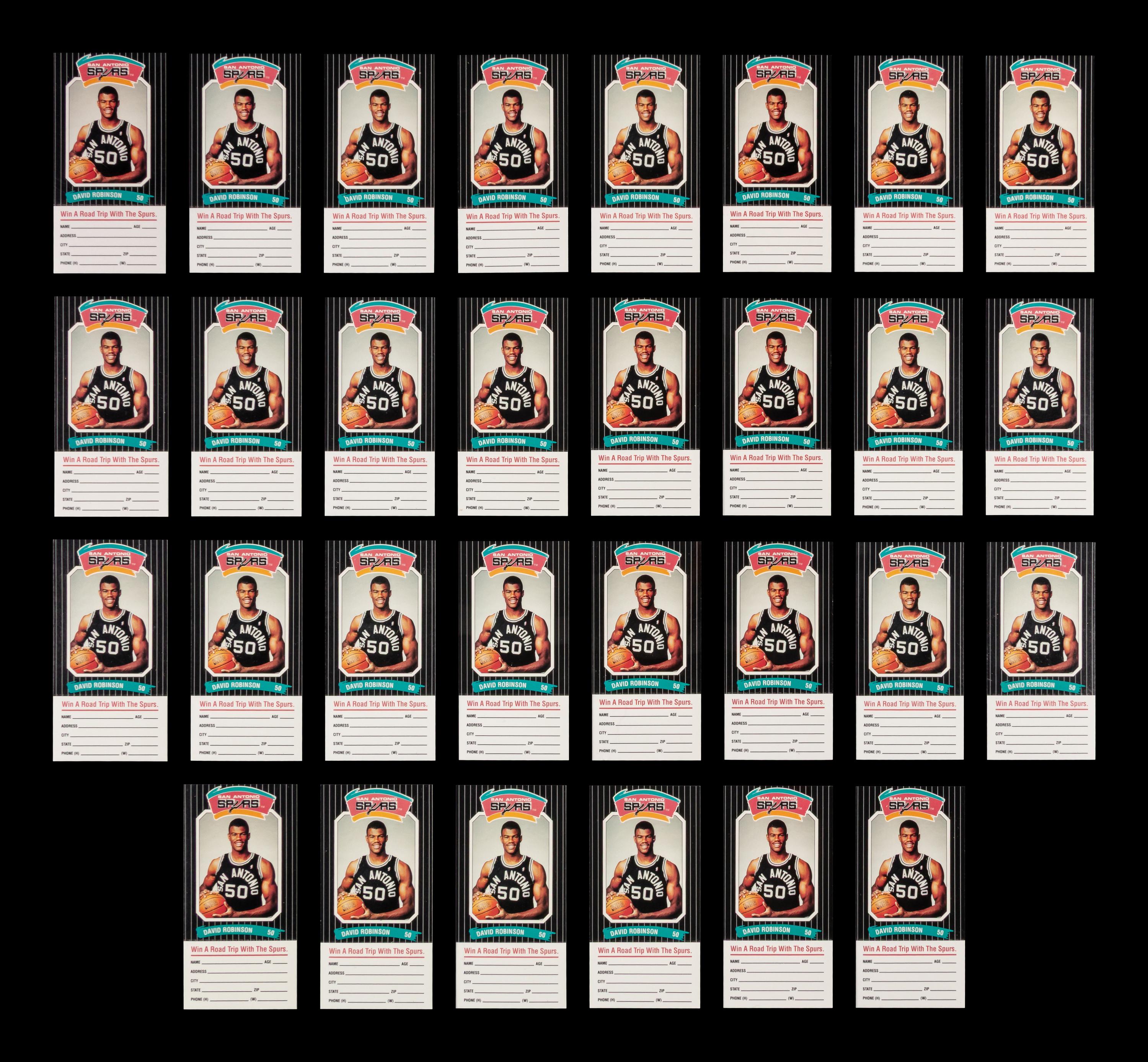 A Collection of 30 1988 David Robinson Spurs Police / Diamond Shamrock Rookie Basketball Cards - All With Tabs
