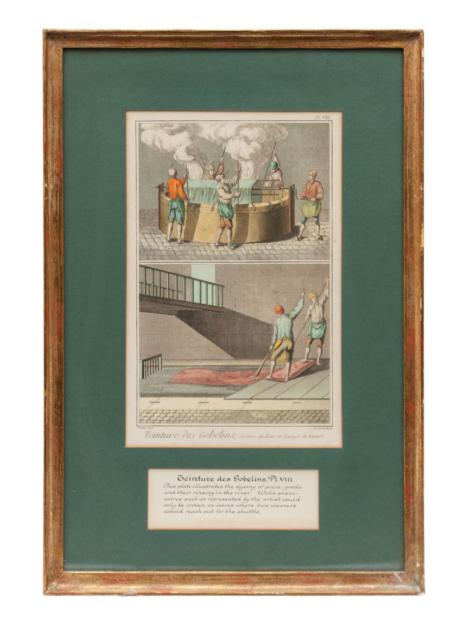 Three Color Engravings from a French Dyeing Manual