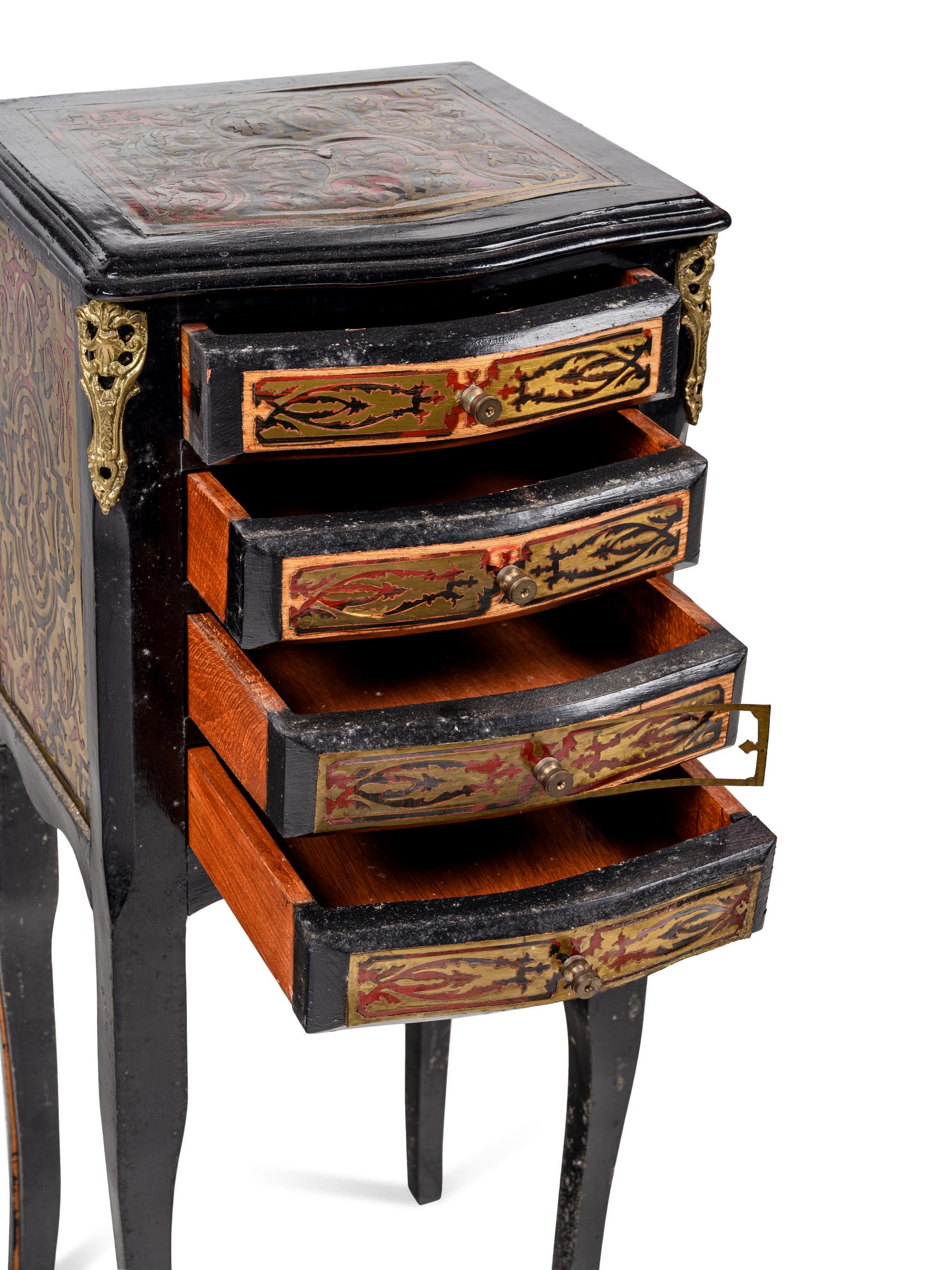 A Napoleon III Style Brass Inlaid Simulated Tortoise Chest