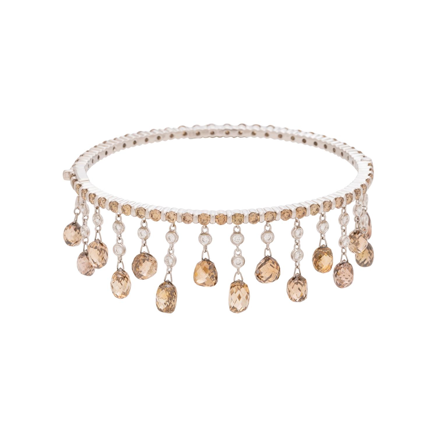 DIAMOND AND COLORED DIAMOND BANGLE BRACELET
