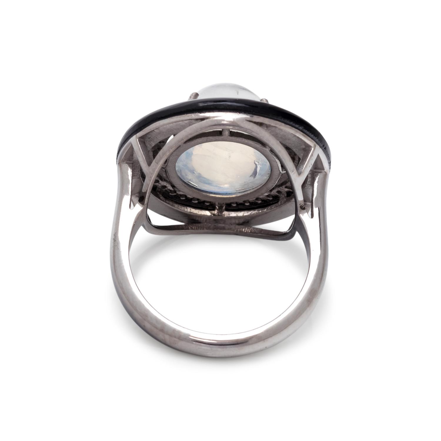 MOONSTONE AND DIAMOND RING