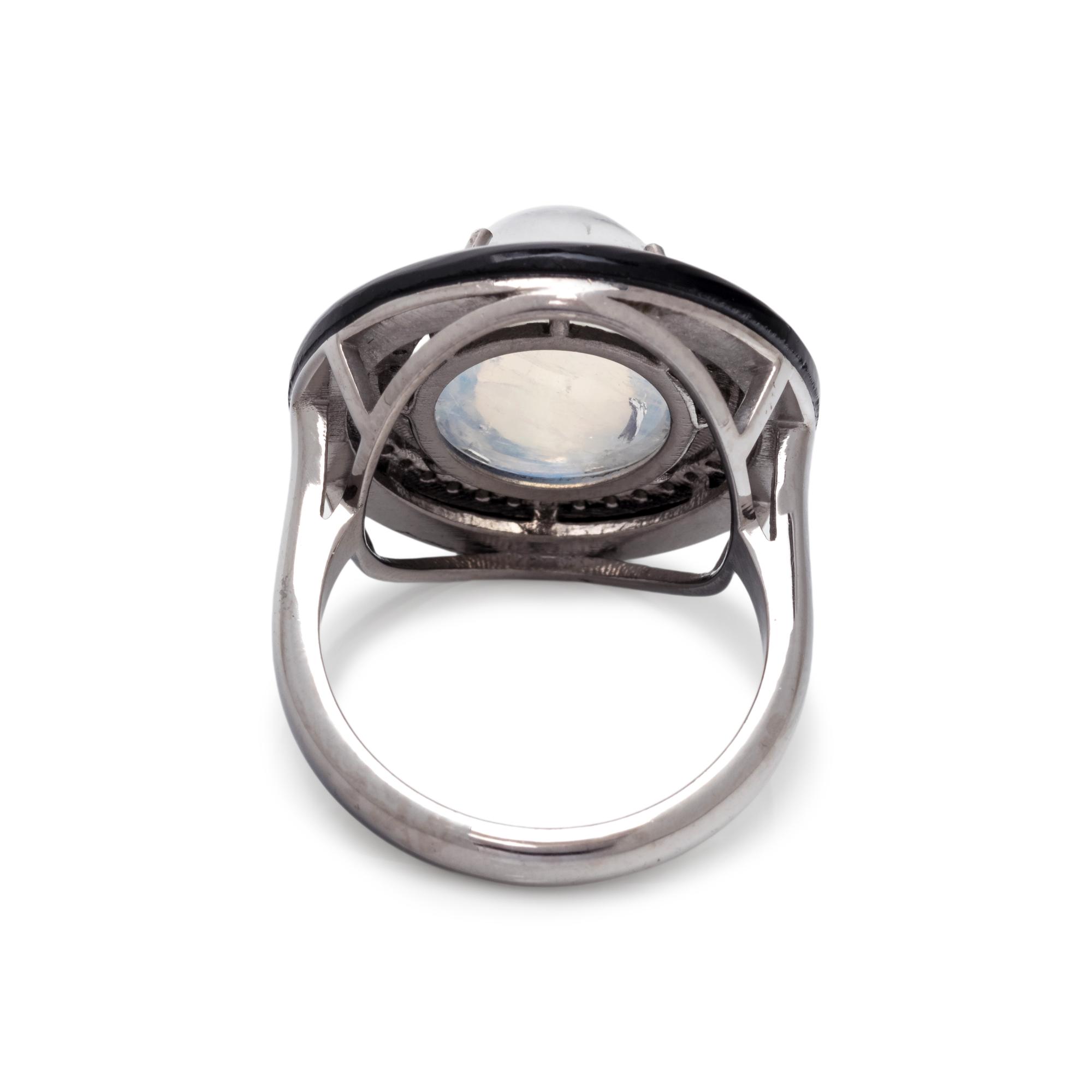 MOONSTONE AND DIAMOND RING