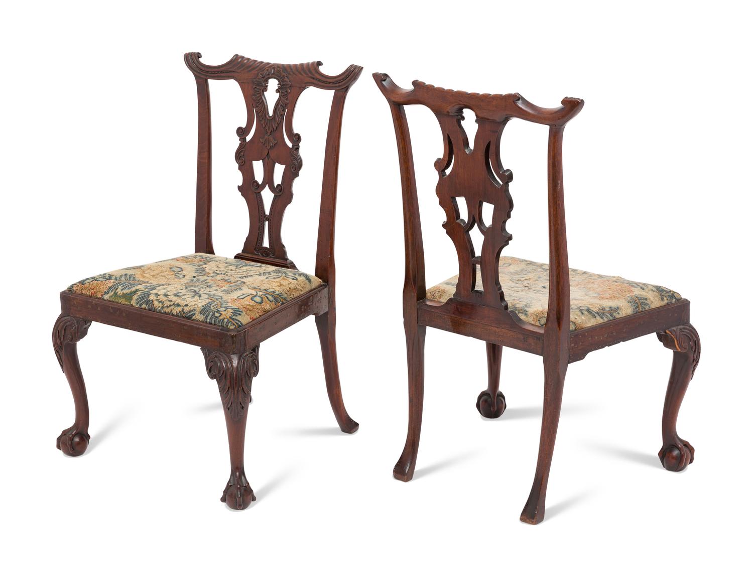 A Pair of George III Mahogany Side Chairs