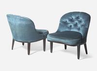 Edward Wormley for Dunbar, Pair of "Janus" Chairs and Ottoman