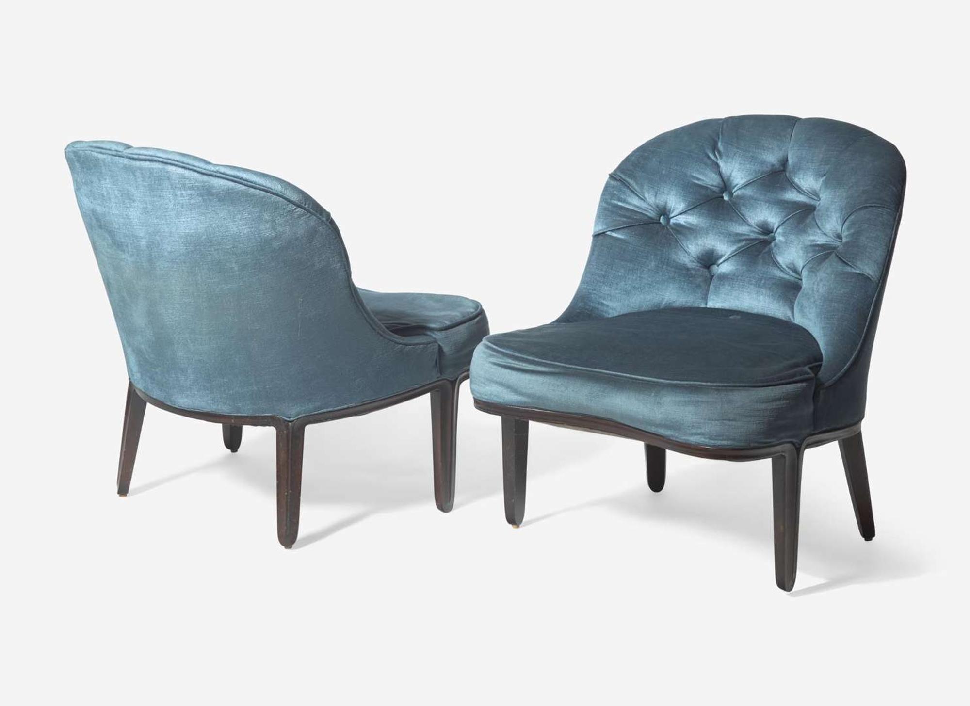 Edward Wormley for Dunbar, Pair of "Janus" Chairs and Ottoman