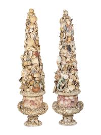 A Pair of Shell-Encrusted Urns