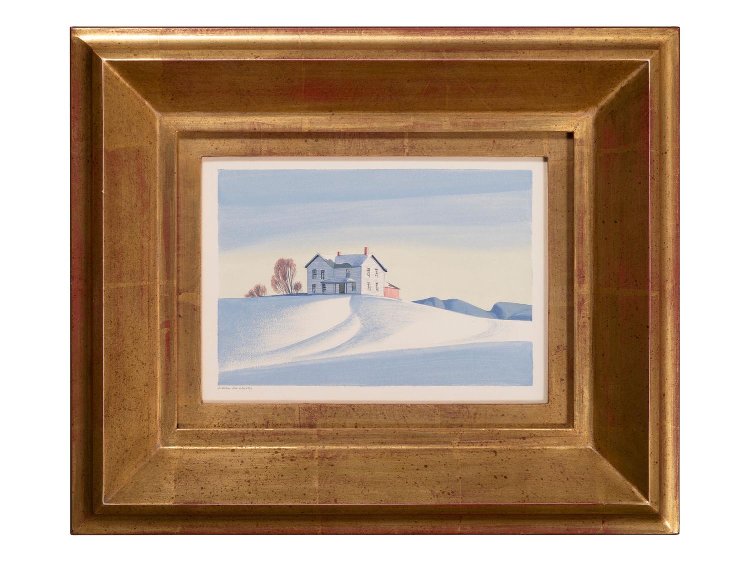 House on a Hill in the Snow