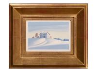 House on a Hill in the Snow