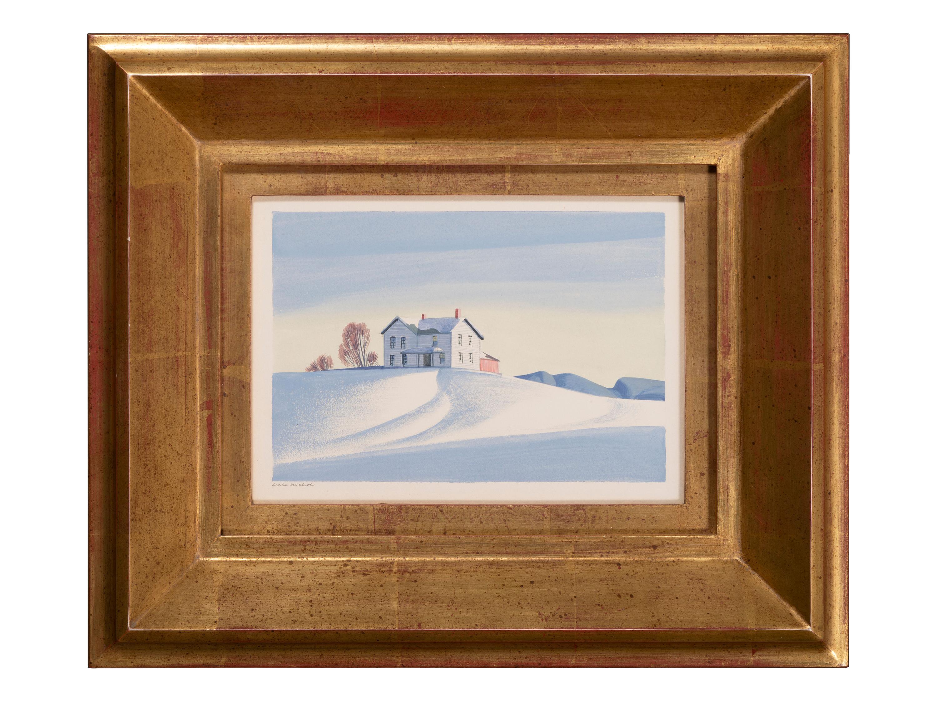 House on a Hill in the Snow