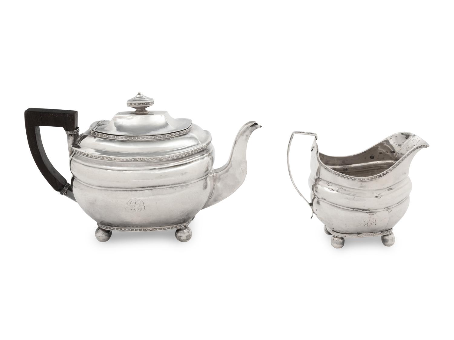 An American Silver Teapot and Creamer