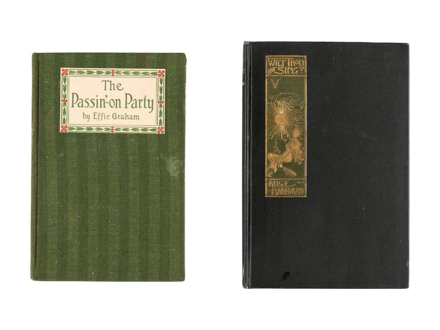 [PUBLISHER'S TRADE BINDING - AMERICAN]. HARRIMAN, Alice (1861-1925). Wilt Thou Not Sing? New York: The Alice Harriman Company, 1912.
