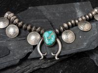 Navajo Silver Dollar Squash Blossom Necklace