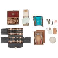 [Medicine] A collection of 9 items, incl. portable test tube kits, blood letting knives, a tourniquet, and vintage corkscrew.