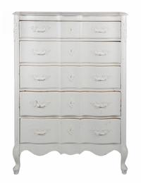 A Group of White Painted Dressers Height of larger 48 1/2 inches x width 34 inches x depth 19 1/4 inches.