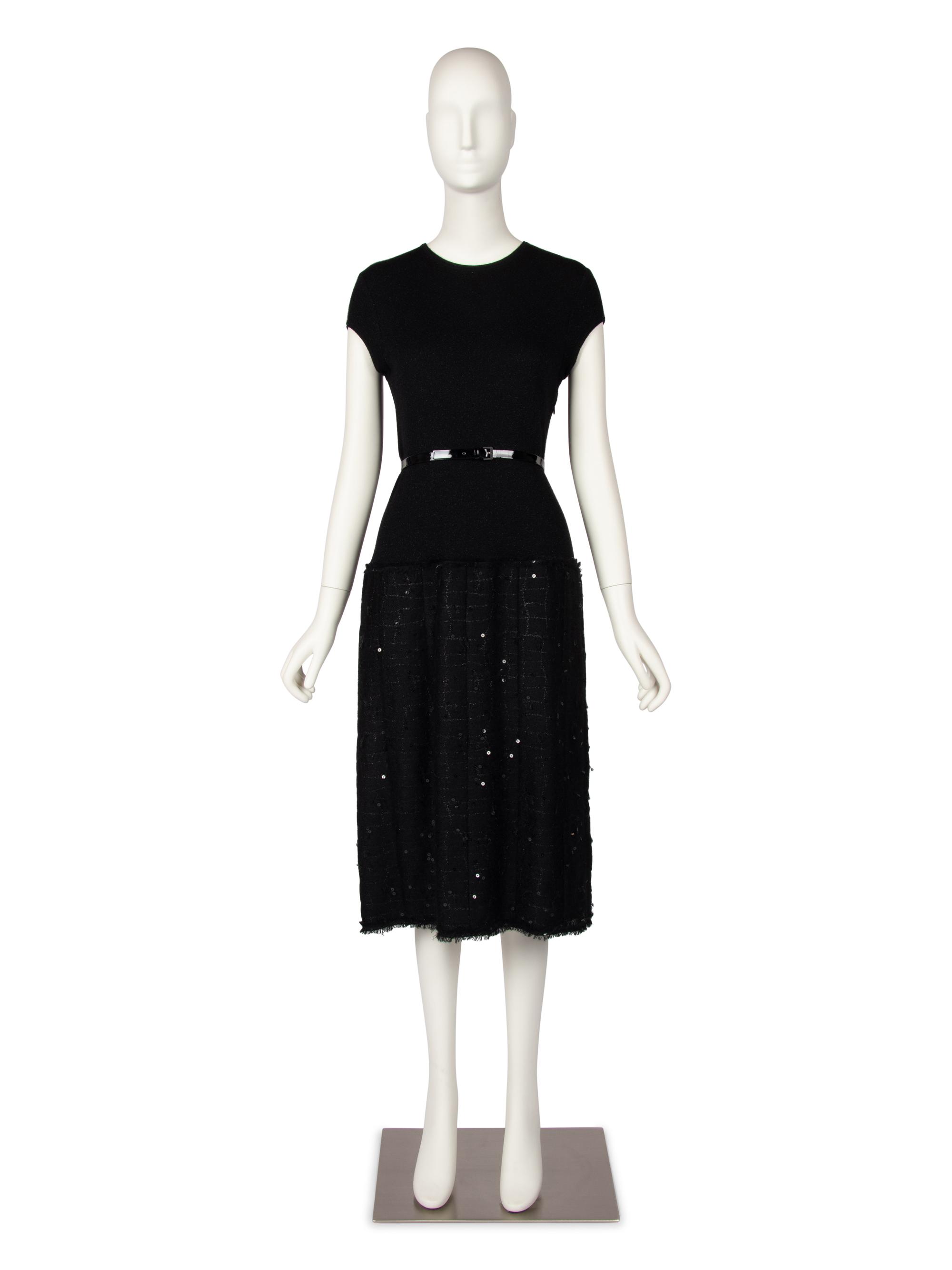 Chanel Black Sequined Dress, Belt, and Scarf, Autumn 2004