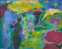 Patricia Mangione (American, 1915-2002) — Two Black Figures in Landscape