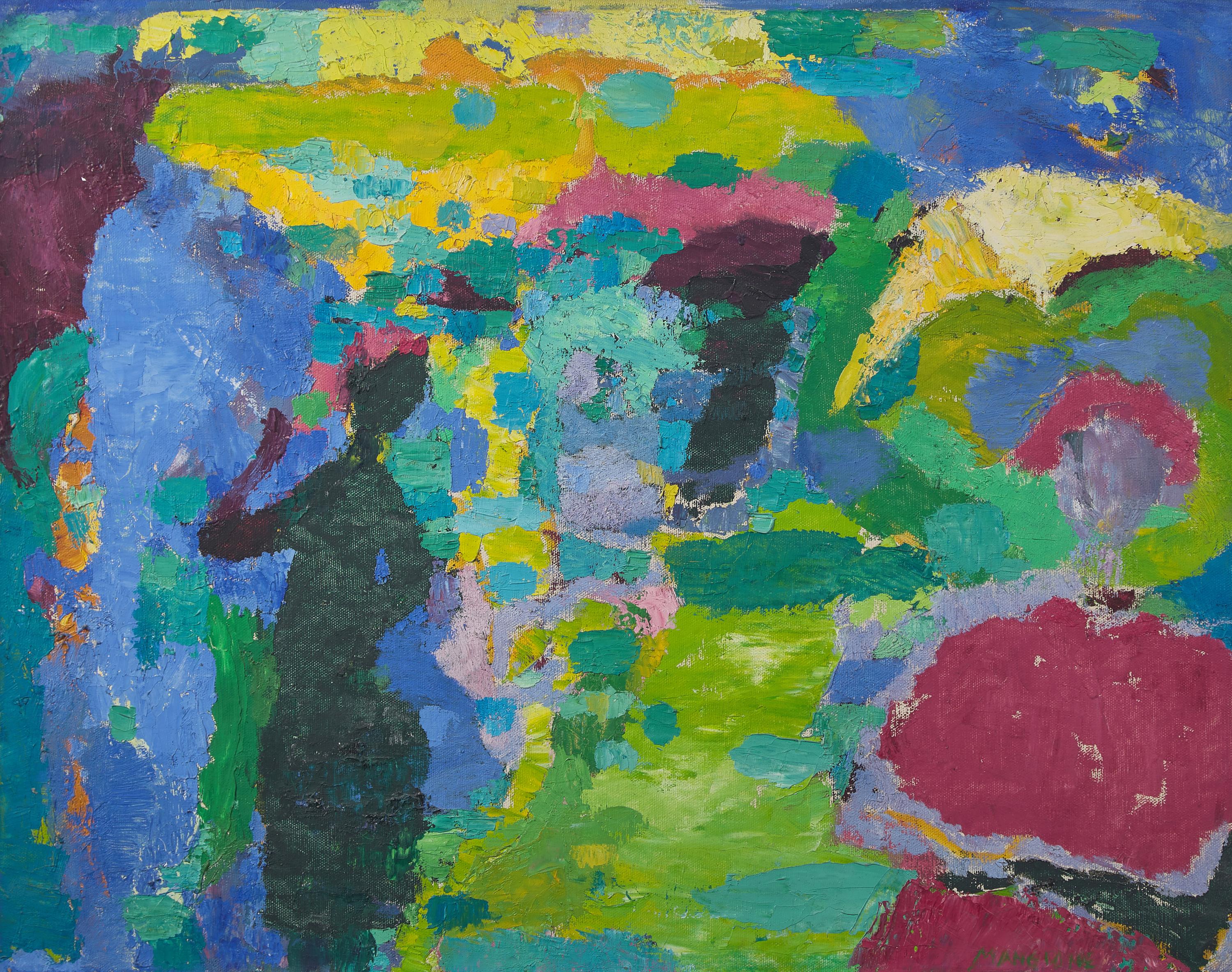 Patricia Mangione (American, 1915-2002) — Two Black Figures in Landscape