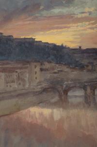 Bridge over River at Sunset