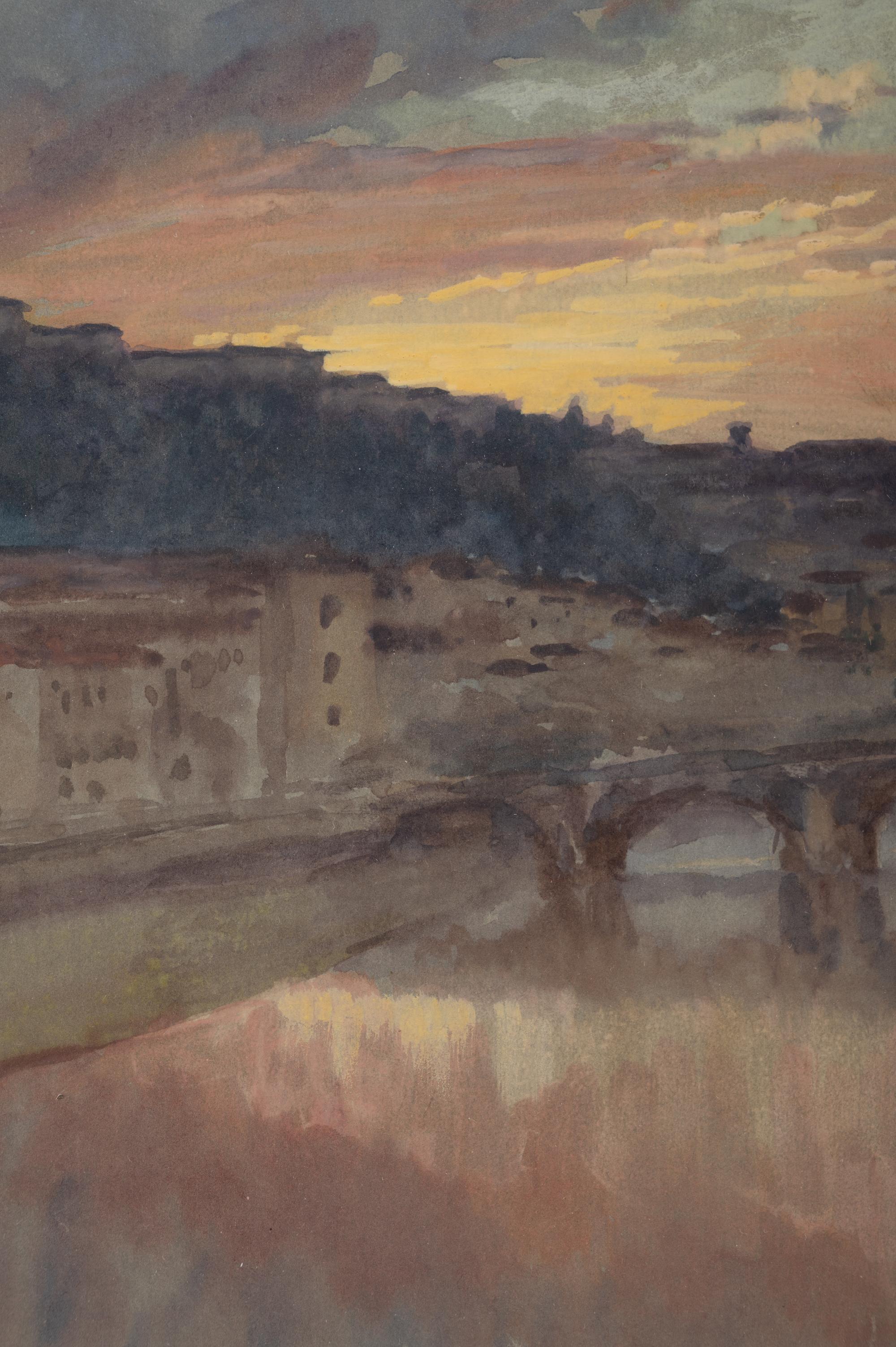 Bridge over River at Sunset