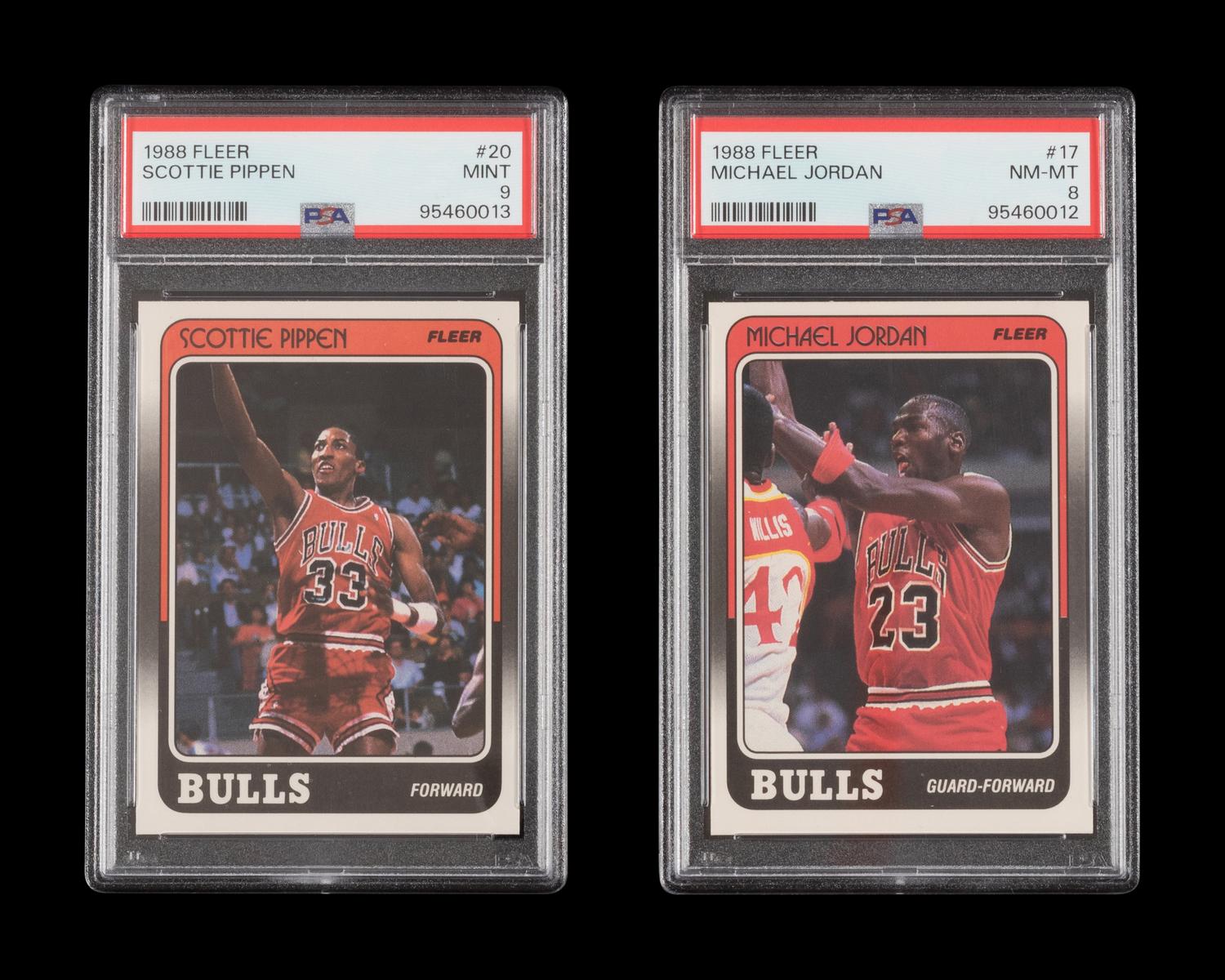A Group of 1988 Fleer Michael Jordan and Scottie Pippen PSA Graded Basketball Cards