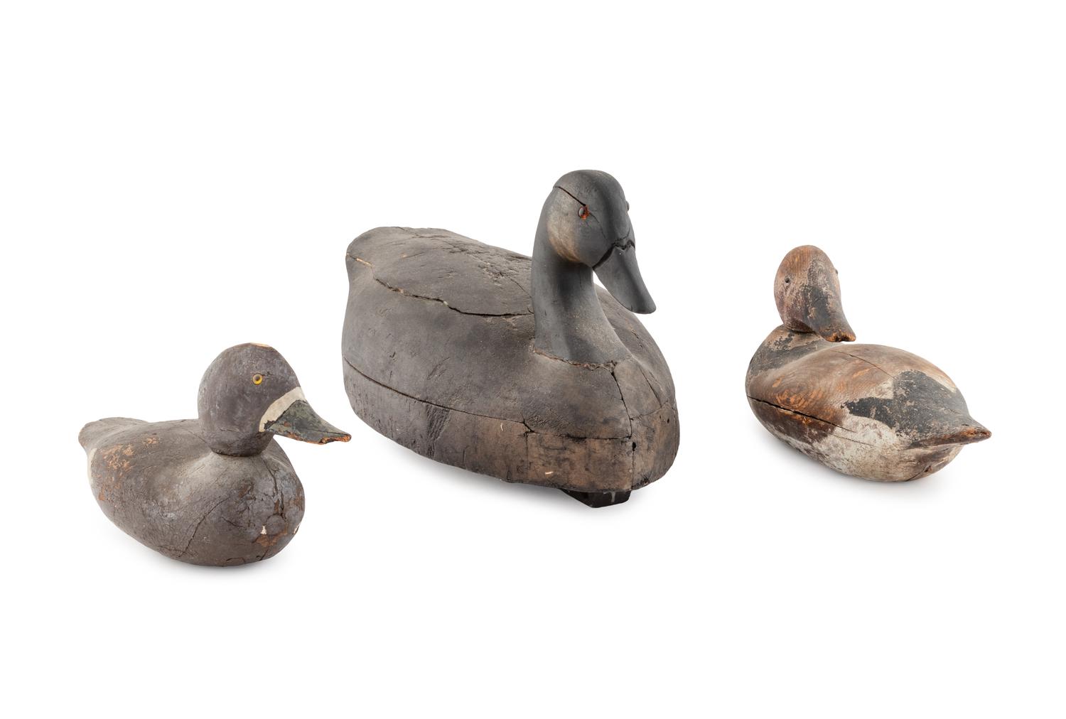 Three Carved Duck Decoys