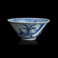 A Chinese Blue and White Conical Cup, Probably Kangxi Period 或康熙 青花茶盌